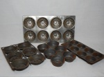Quatro formas diversas; 2 para empadas (16 x 14cm) e 2 para cupcake (37 x 20cm).