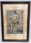 FABRIZZIO BOSCHI. Gravura emoldurada representando Venere e Amore. Mede 57 x 47,5 cm. Apresenta mofo