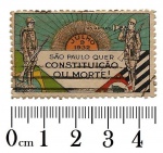 FILATELIA -Selo relativo a revolução Constitucionalista de 1932. Peça em muito bom estado de conservação. A cinderela mede 4,4 cm X 2,7 cm.