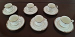 NORITAKE, Sunswept - Conjunto composto por 06 xícaras de café em porcelana, detalhes em forma de `asas, Década de 90. Impecável estado de conservação !