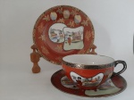 Trio de xícara de chá em porcelana Japonesa.