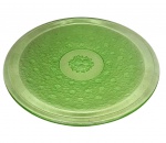 Prato de Bolo em vidrão na tonalidade verde, decoração floral acidada. Med.: 34 cm de diâmetro *Mínimo bicado na borda