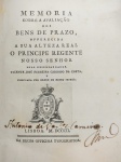 Vicente José Ferreira Cardoso da Costa - Memoria sobre a Avaliação dos Bens de Prazo - Lisboa 1802 - 1a. Ed. - Brochura - Bom exemplar - Borba de Moraes 223