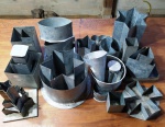 Grande conjunto de formas para confecção de velas em metal . Maior mede 28 cm