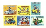 Série de 6 selos DISNEY - ANTIGUA - MEIOS DE LOCOMOÇÃO - 1979 - novos 