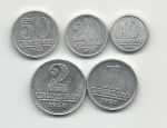 Série  completa 1958 - 10,20,50,1,2 Cruzeiros   -Aluminio - FC - 125,00 de catalogo