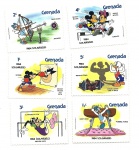 Série de 6 selos DISNEY - GRENADA - OLIMPIADAS DE LOS ANGELES - 1984 - novos 