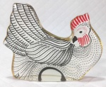 PALATNIK – Escultura cinética representando galinha em resina de poliéster de manufatura Abraham Palatnik. Medindo 7 cm de altura por 9,5 cm de comprimento. 