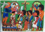 RICARDO ANDRADE - QUADRO ÓLEO SOBRE TELA " COMÉDIA DAS CONVENÇÕES" ASSINADO E DATADO. MEDINDO 73 X 101 CM
