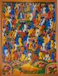 ASSINATURA NÃO IDENTIFICADA - MARAVILHOSO QUADRO ÓLEO SOBRE TELA, ARTE NAIF. ASSINADO NO CID; MEDINDO A MOLDURA 106 X 82 CM