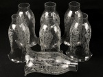 Sete Antigas Mangas para lustres, em cristal com decoração floral acidada. Dimensões: 18 cm X 10 cm (Alt./Diâm.).