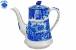 ENOCH WOODS ENGLISH SCENERY - WOODS & SONS - ENGLAND - Belíssimo Bule de Café, em fina porcelana inglesa, no padrão "Blue & White", com decoração dita "Fazendinha". Dimensões: 19,5 cm X 20 cm X 11,5 cm (Alt./Comp./Diâm.int.) xxvi