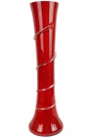 MURANO - Belíssima e Antiga Floreira de Grandes Proporções, executada em vidro soprado na tonalidade vermelha com trabalho em espiral na tonalidade branco translúcido. Dimensões: 61 cm X 13 cm (Alt./Diâm.). cc