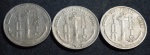 Três moedas de 100 réis, ano 1936, Almirante Tamandaré