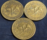 Três moedas 1000 réis, ano 1922 Centenário da Independência, MBC