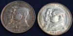 Duas moedas 2000 réis, ano 1922, em prata 900 milésimos, comemorativas ao 1º Centenário da Independência do Brasil, escurecimento natural da prata, SOB