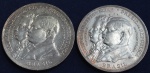 Duas moedas 2000 réis, ano 1922, em prata 900 milésimos, comemorativas ao 1º Centenário da Independência do Brasil, escurecimento natural da prata, SOB