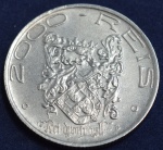 Moeda em prata 2000 réis, ano 1932, Série Vicentina, IV Centenário da Colonização do Brasil, Dom João III 1502/1557 Rei de Portugal,escurecimento natural da prata, FC