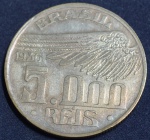 Moeda em prata 5000 réis, ano 1936, Alberto Santos Dumont, MBC/S, escurecimento natural da prata