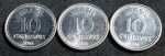 Três moedas de 10 centavos, ano 1986, SOB/FC