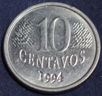 Moeda 10 centavos, ano 1994, Reverso Invertido, Impressão da data transpassada, SOB