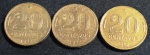 Três moedas 20 centavos, ano 1952, Ruy Barbosa
