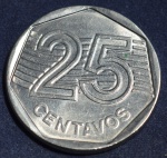Moeda 25 centavos, ano 1994, Reverso Invertido, Soberba/FC