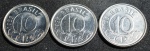 Três moedas 10 cruzeiros reais, ano 1993, Tamanduá, SOB/FC