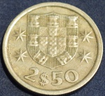 Moeda de Portugal,2,5 escudos, ano 1974