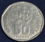 Moeda de Portugal, 50 escudos, ano 1987