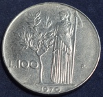 Moeda da Itália, 100 Liras, ano 1970