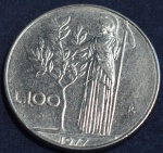 Moeda da Itália, 100 Liras, ano 1977