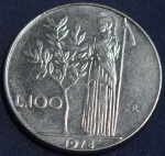 Moeda da Itália, 100 Liras, ano 1978