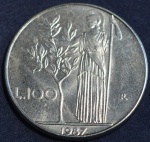 Moeda da Itália, 100 Liras, ano 1987