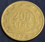Moeda da Itália, 200 Liras, ano 1978
