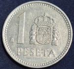 Moeda de alumínio da Espanha, 1 peseta, ano 1983