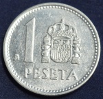 Moeda de alumínio da Espanha, 1 peseta, ano 1987