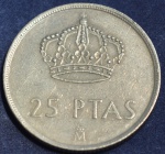 Moeda da Espanha, 25 pesetas, ano 1982
