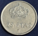 Moeda da Espanha, 25 pesetas, ano 1983