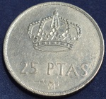 Moeda da Espanha, 25 pesetas, ano 1984