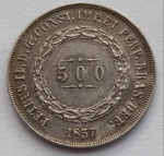 Moeda de Prata 500 Réis 1857