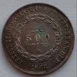 Moeda de Prata 500 Réis 1866