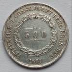 Moeda de Prata 500 Réis 1861