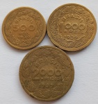 Três Moedas 500, 1000 e 2000 Réis 1939