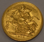 Moeda em ouro (8 gr.) Libra Esterlina, ano 1912, King George