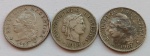 Três Moedas, 1 Suíça 5 rappen 1919 e 2 Argentina 5 centavos 1907 e 1942