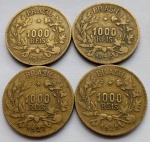 Quatro Moedas 1000 Réis 1924, 1925, 1927 e 1928