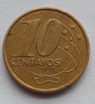 Moeda 10 Centavos 1998, Reverso Invertido, conforme foto