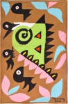 Kennedy Bahia - Tapeçaria artesanal em lã com motivação floral e geométrica multicolorida, assinada no canto inferior direito. Brasil, c. 1970. 98 x 64 cm.
