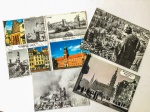 MILITARIA - Lote com cinco cartões postais alemães com imagens de locais da 2a Guerra Mundial, incluindo fantástica foto das ruínas de DRESDEN.